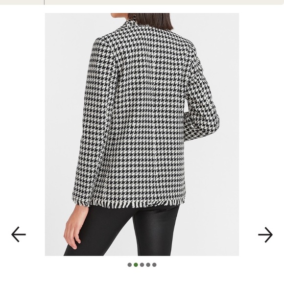 Express Houndstooth Frayed Trim Blazer, XS Petite - Picture 4 of 9